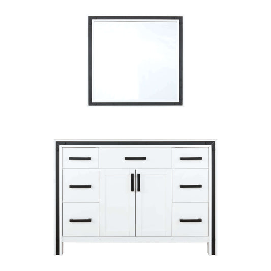 Ziva 48" White Single Vanity, no Top and 34" Mirror - LZV352248SA00M34