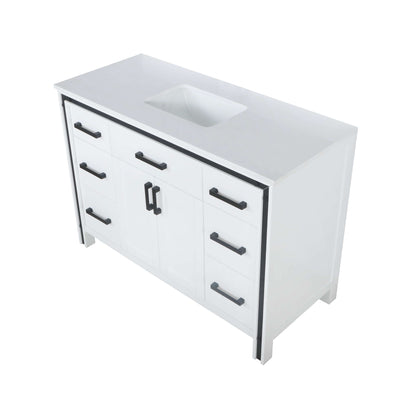 Ziva 48" White Single Vanity, Cultured Marble Top, White Square Sink and no Mirror - LZV352248SAJS000