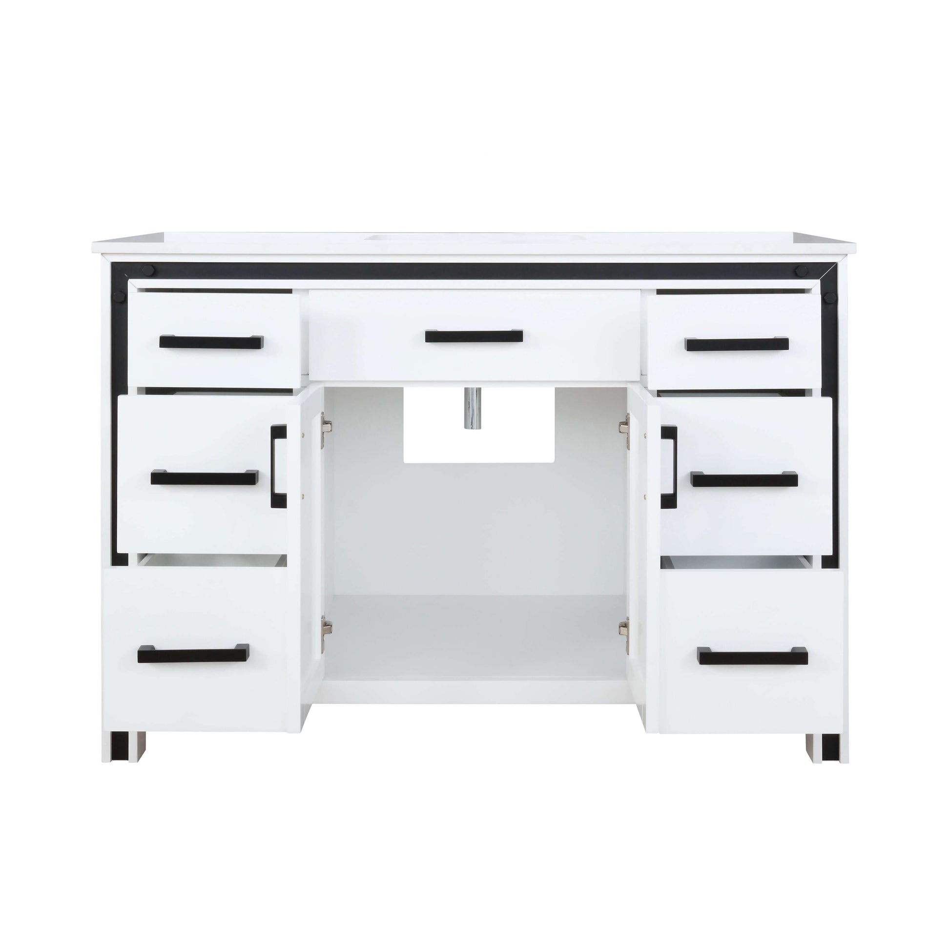 Ziva 48" White Single Vanity, Cultured Marble Top, White Square Sink and no Mirror - LZV352248SAJS000