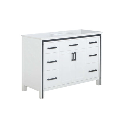 Ziva 48" White Single Vanity, Cultured Marble Top, White Square Sink and no Mirror - LZV352248SAJS000