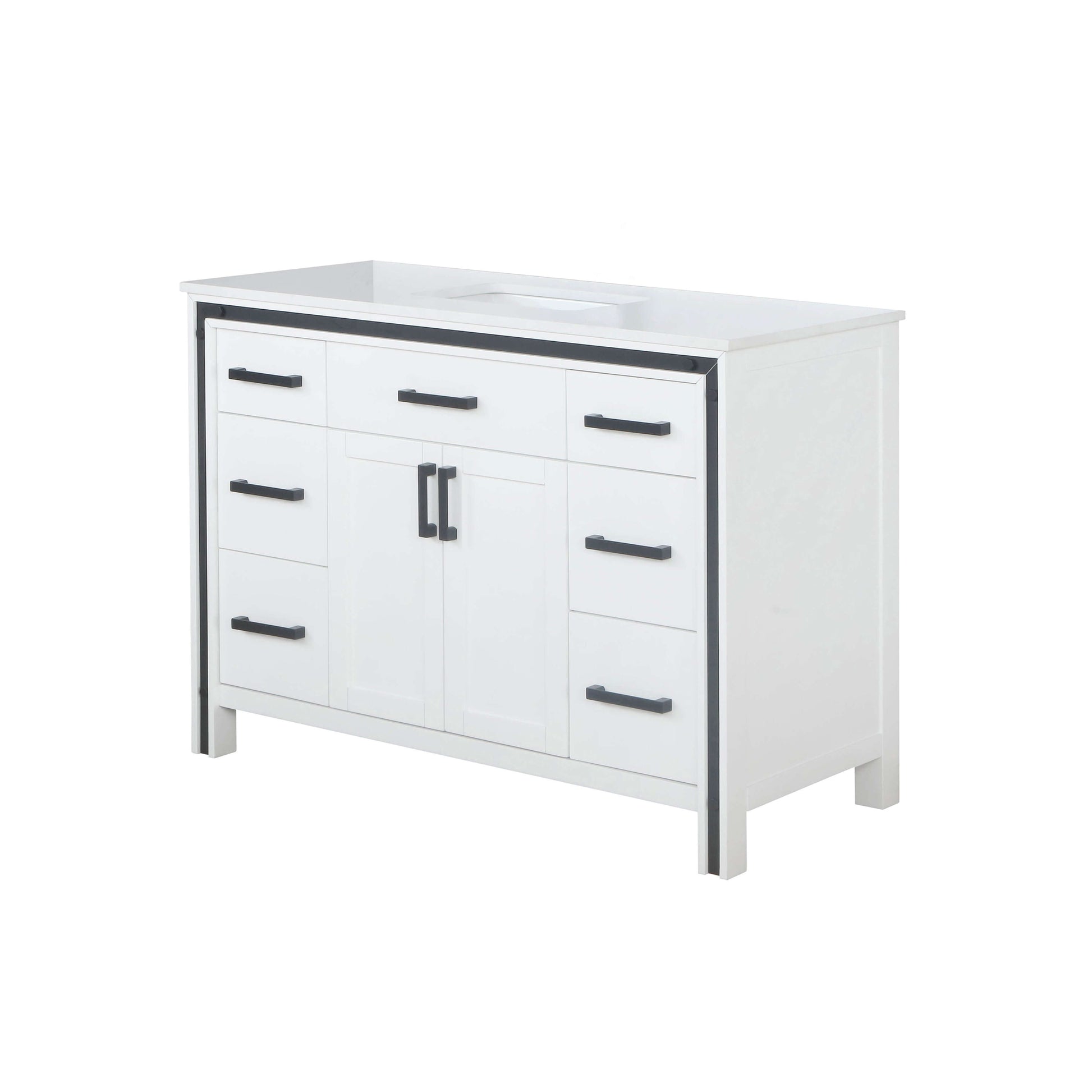 Ziva 48" White Single Vanity, Cultured Marble Top, White Square Sink and no Mirror - LZV352248SAJS000