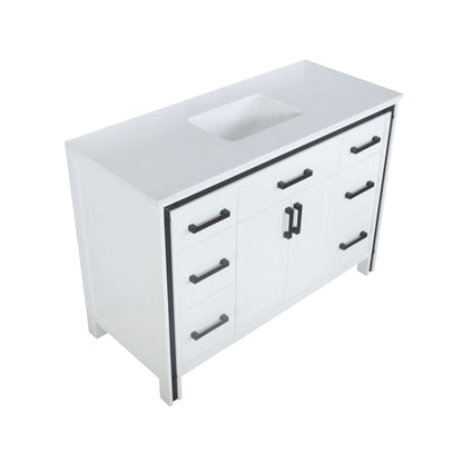 Ziva 48" White Single Vanity, Cultured Marble Top, White Square Sink and no Mirror - LZV352248SAJS000