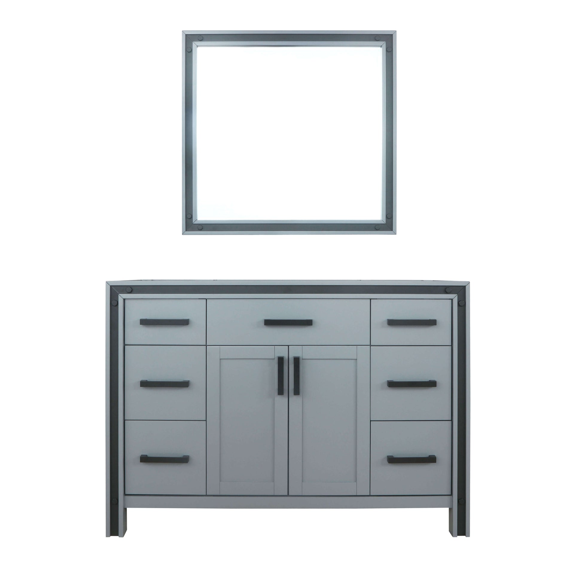 Ziva 48" Dark Grey Single Vanity, no Top and 34" Mirror - LZV352248SB00M34