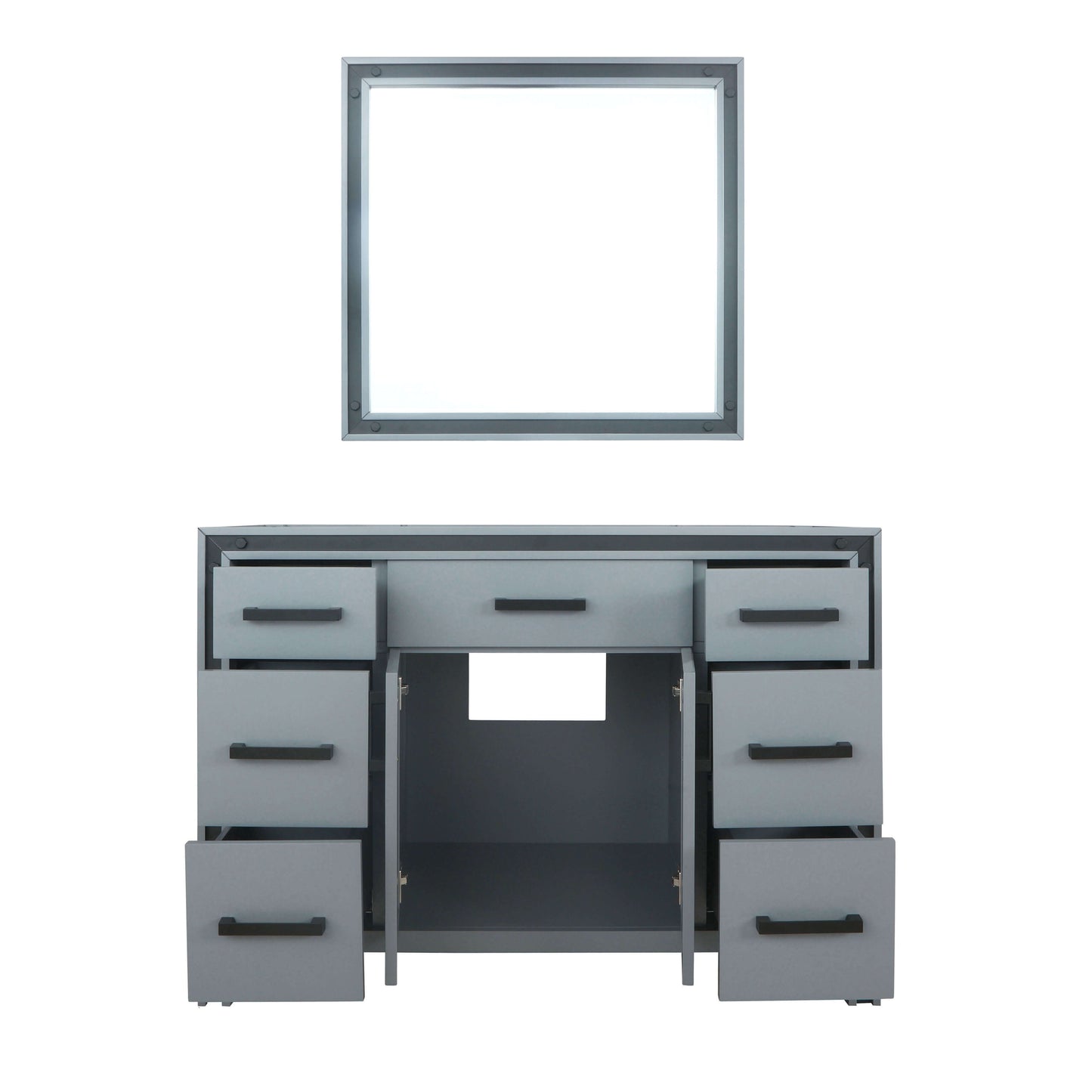 Ziva 48" Dark Grey Single Vanity, no Top and 34" Mirror - LZV352248SB00M34