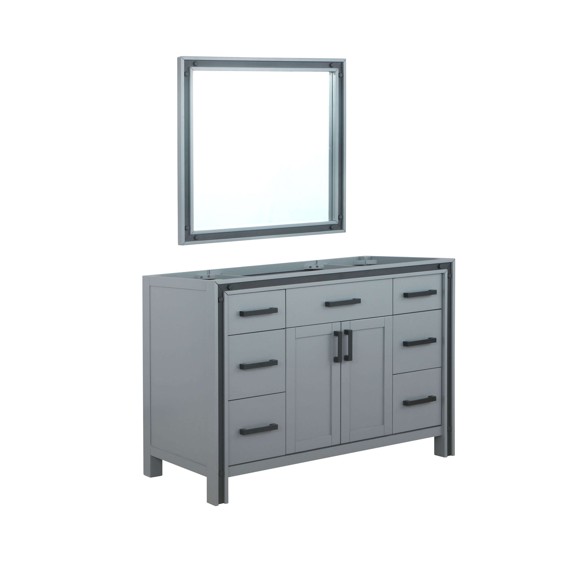 Ziva 48" Dark Grey Single Vanity, no Top and 34" Mirror - LZV352248SB00M34