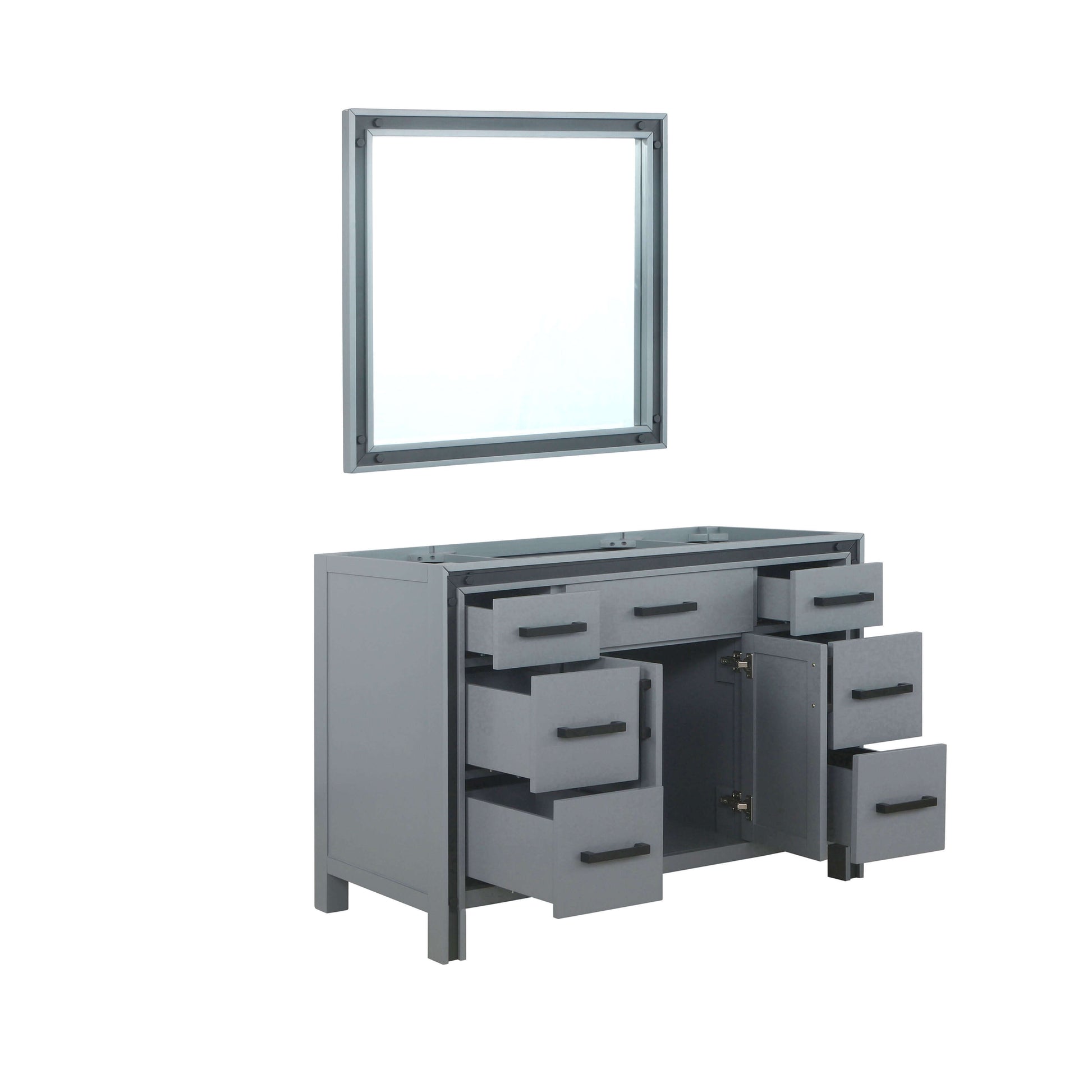 Ziva 48" Dark Grey Single Vanity, no Top and 34" Mirror - LZV352248SB00M34