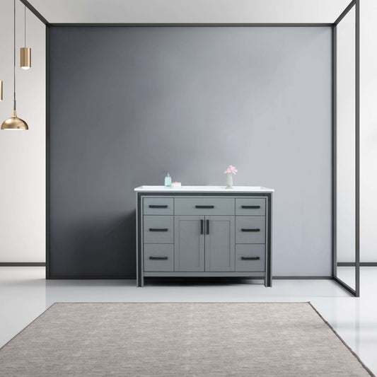 Ziva 48" Dark Grey Single Vanity, Cultured Marble Top, White Square Sink and no Mirror - LZV352248SBJS000