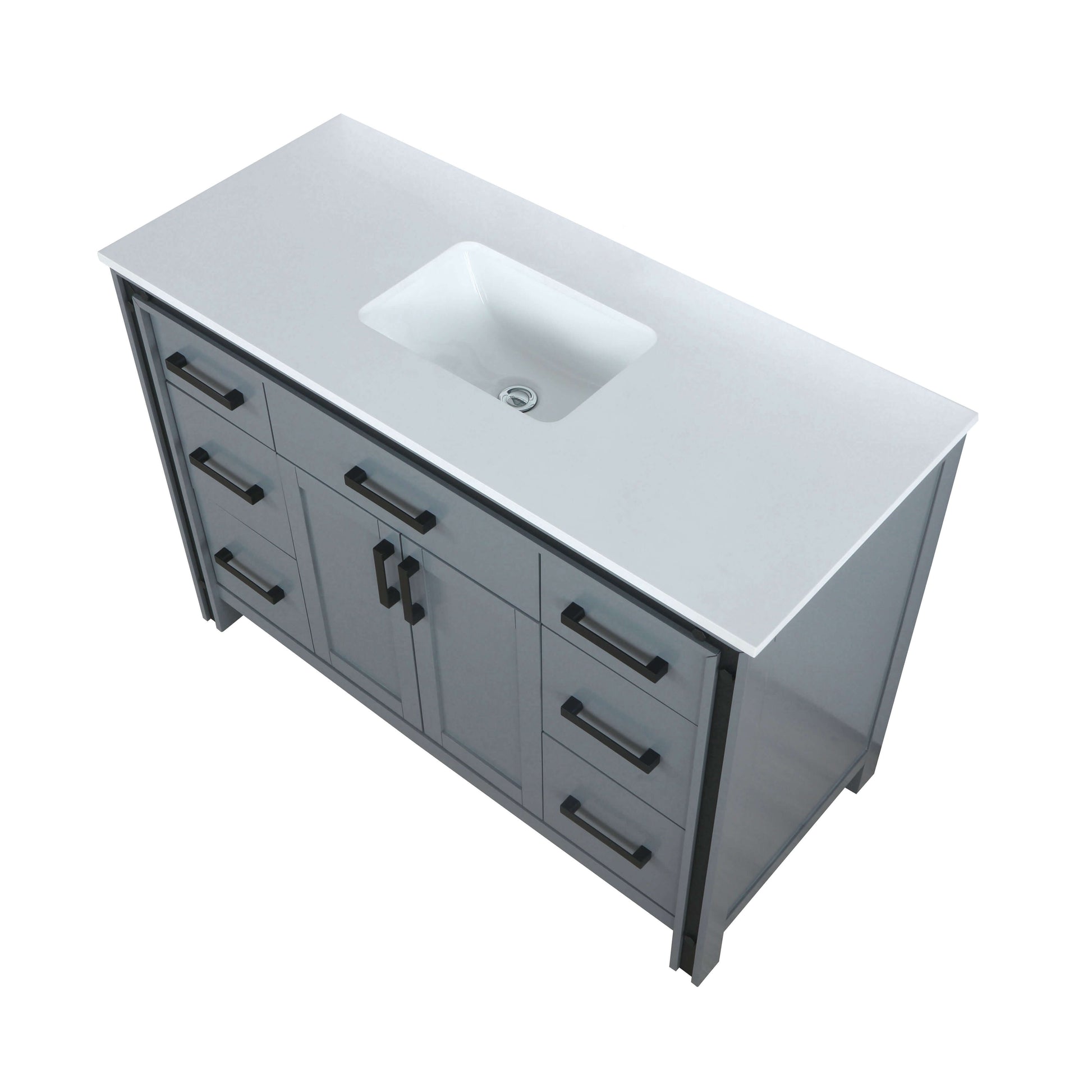 Ziva 48" Dark Grey Single Vanity, Cultured Marble Top, White Square Sink and no Mirror - LZV352248SBJS000