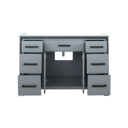 Ziva 48" Dark Grey Single Vanity, Cultured Marble Top, White Square Sink and no Mirror - LZV352248SBJS000