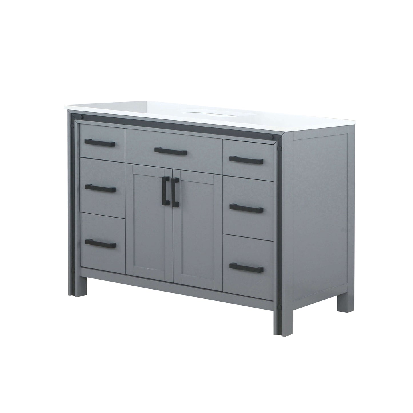 Ziva 48" Dark Grey Single Vanity, Cultured Marble Top, White Square Sink and no Mirror - LZV352248SBJS000