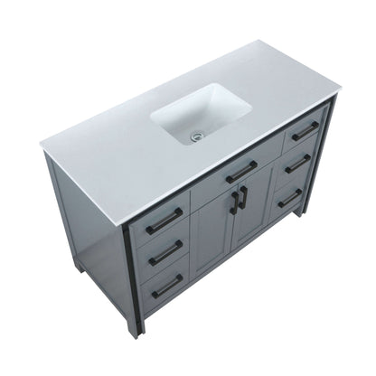 Ziva 48" Dark Grey Single Vanity, Cultured Marble Top, White Square Sink and no Mirror - LZV352248SBJS000