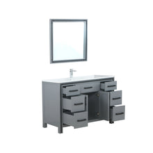 Load image into Gallery viewer, 48&quot; Dark Grey Single Vanity Ensemble with Cultured Marble Top with White Ceramic Square Undermount Sink and 34 inch Mirror - LZV352248SBJSM34F