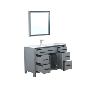 48" Dark Grey Single Vanity Ensemble with Cultured Marble Top with White Ceramic Square Undermount Sink and 34 inch Mirror - LZV352248SBJSM34F