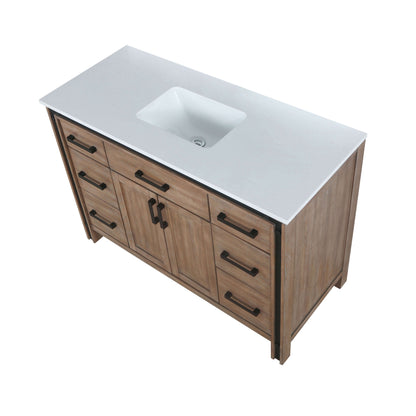 Ziva 48" Rustic Barnwood Single Vanity, Cultured Marble Top, White Square Sink and no Mirror - LZV352248SNJS000