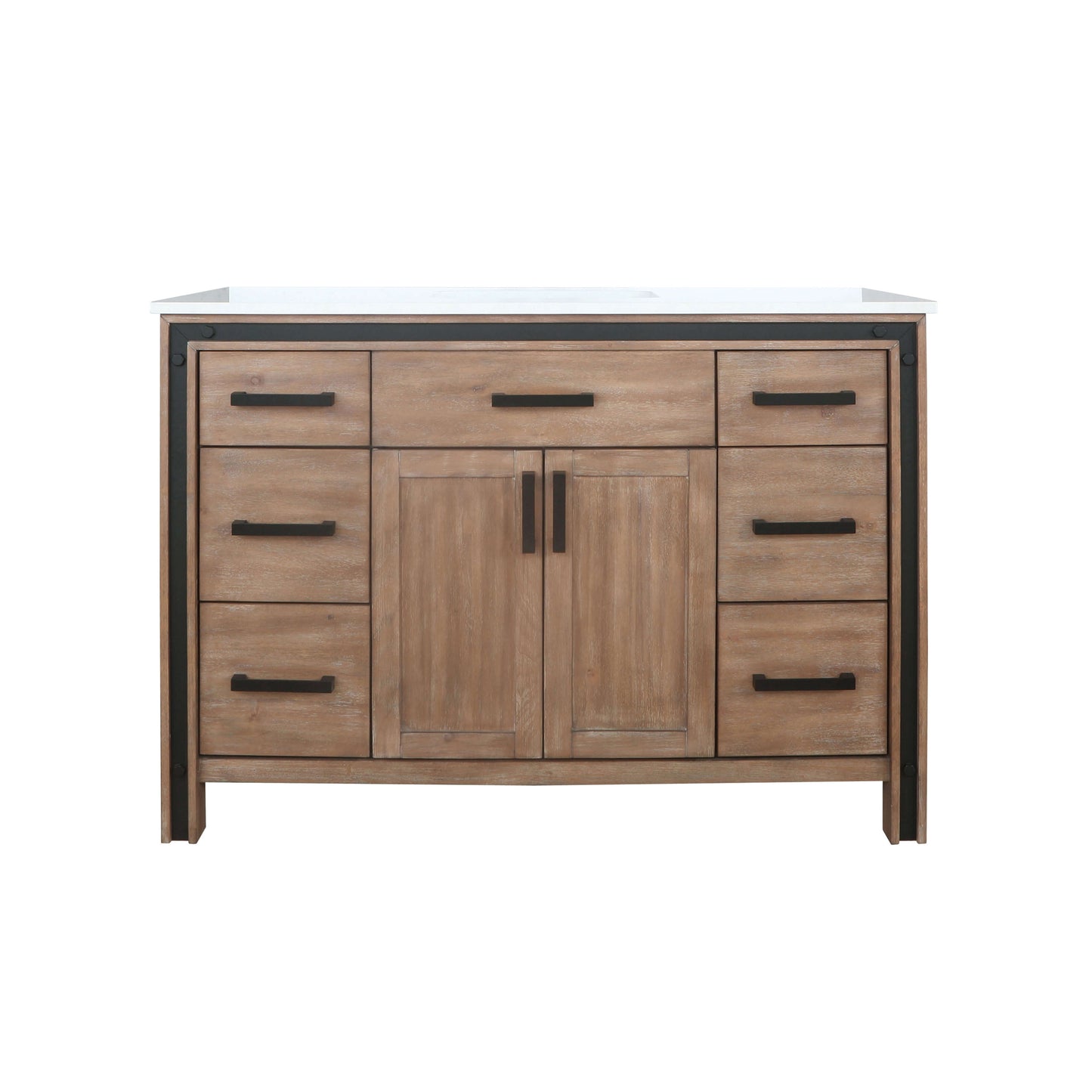 Ziva 48" Rustic Barnwood Single Vanity, Cultured Marble Top, White Square Sink and no Mirror - LZV352248SNJS000