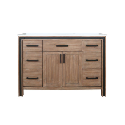 Ziva 48" Rustic Barnwood Single Vanity, Cultured Marble Top, White Square Sink and no Mirror - LZV352248SNJS000