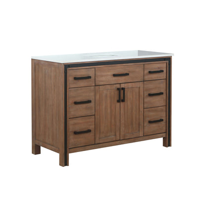 Ziva 48" Rustic Barnwood Single Vanity, Cultured Marble Top, White Square Sink and no Mirror - LZV352248SNJS000