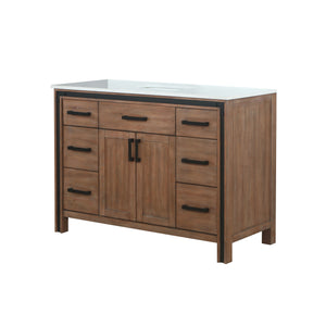 Ziva 48" Rustic Barnwood Single Vanity, Cultured Marble Top, White Square Sink and no Mirror - LZV352248SNJS000