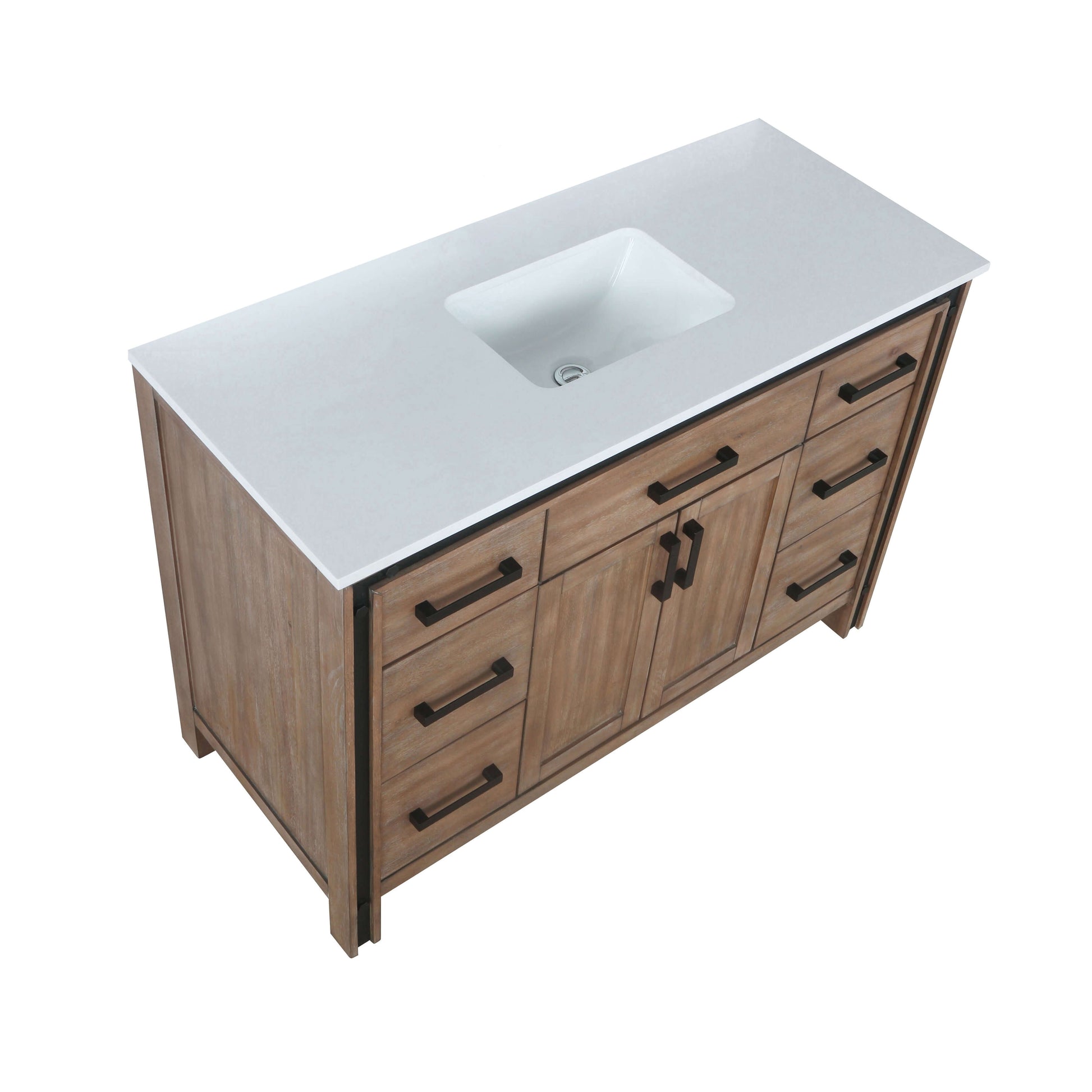 Ziva 48" Rustic Barnwood Single Vanity, Cultured Marble Top, White Square Sink and no Mirror - LZV352248SNJS000