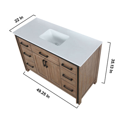 Ziva 48" Rustic Barnwood Single Vanity, Cultured Marble Top, White Square Sink and 34" Mirror - LZV352248SNJSM34