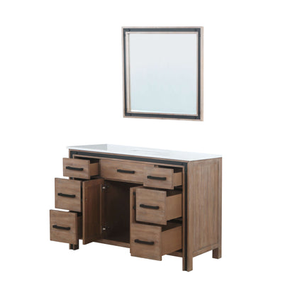 Ziva 48" Rustic Barnwood Single Vanity, Cultured Marble Top, White Square Sink and 34" Mirror - LZV352248SNJSM34