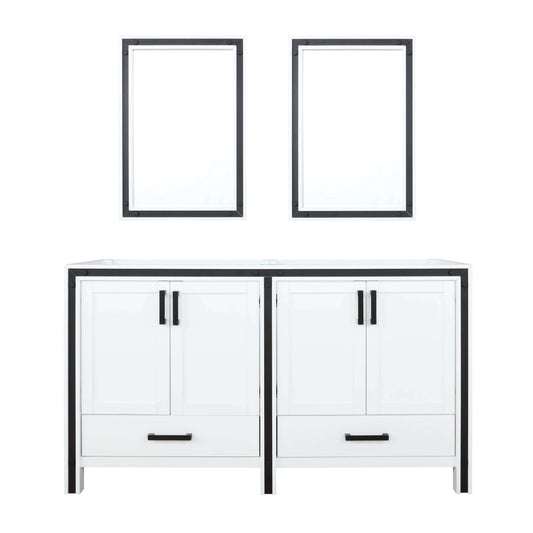 Ziva 60" White Double Vanity, no Top and 22" Mirrors - LZV352260SA00M22