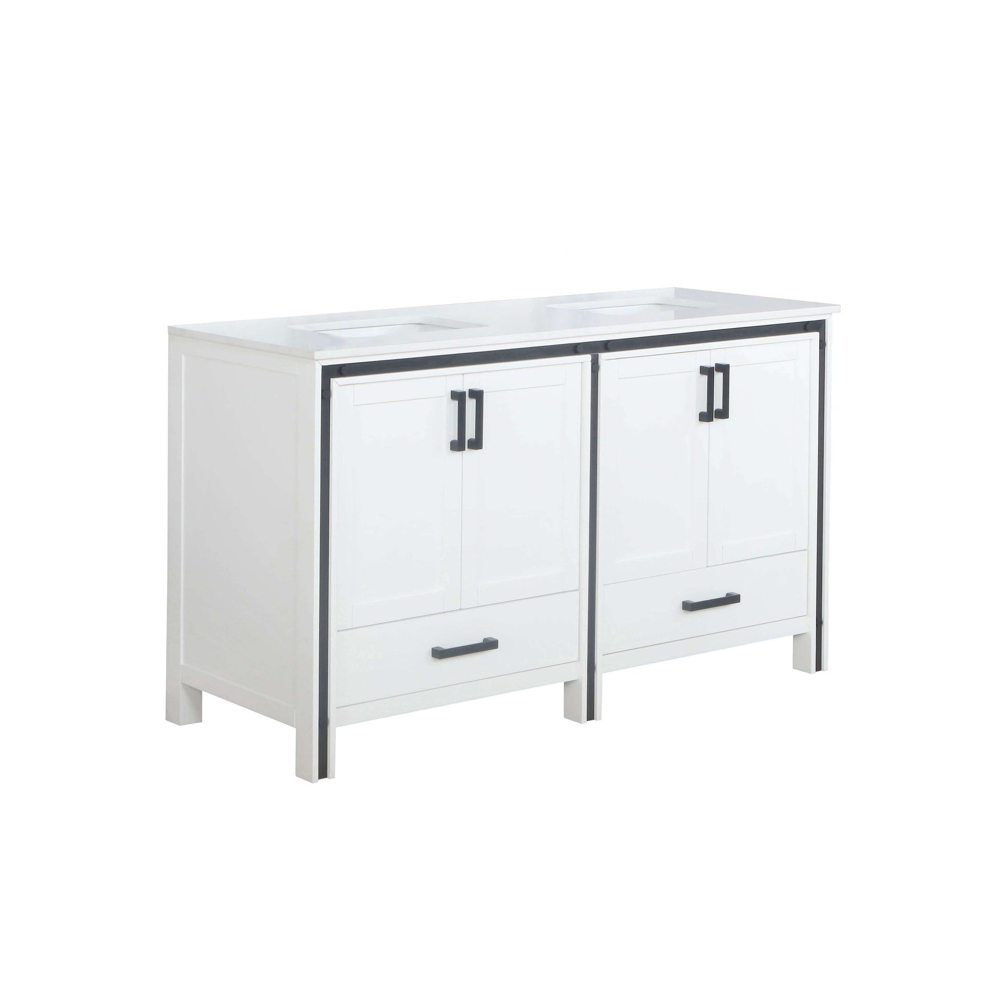 Ziva 60" White Double Vanity, Cultured Marble Top, White Square Sink and no Mirror - LZV352260SAJS000