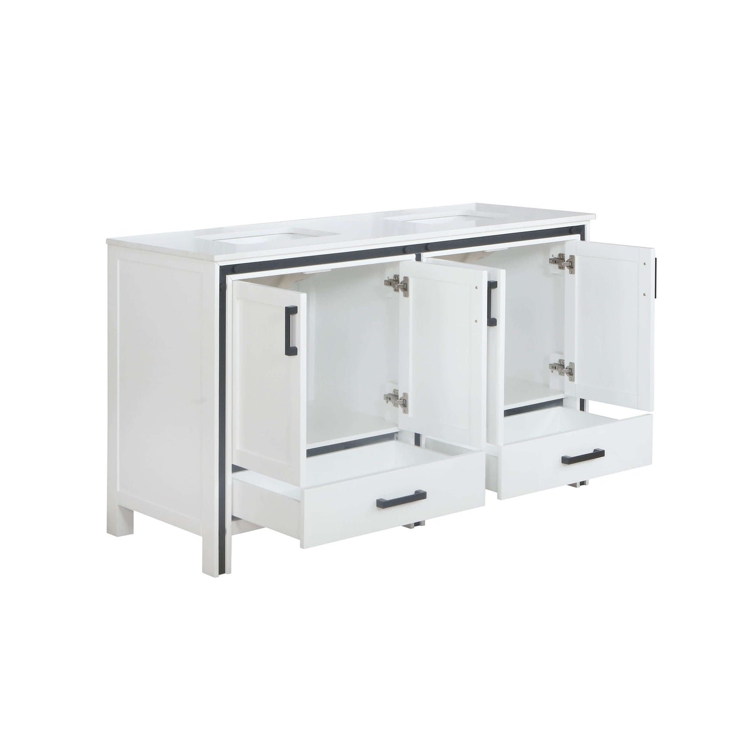 Ziva 60" White Double Vanity, Cultured Marble Top, White Square Sink and no Mirror - LZV352260SAJS000