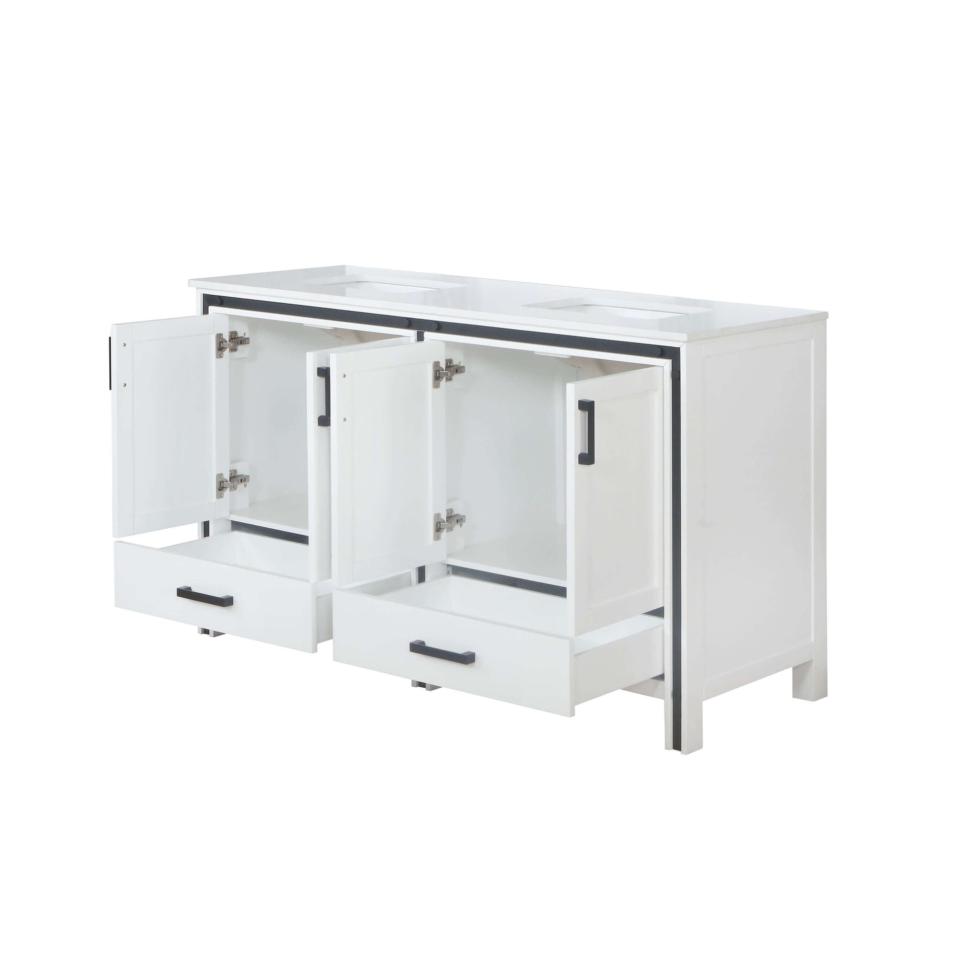 Ziva 60" White Double Vanity, Cultured Marble Top, White Square Sink and no Mirror - LZV352260SAJS000