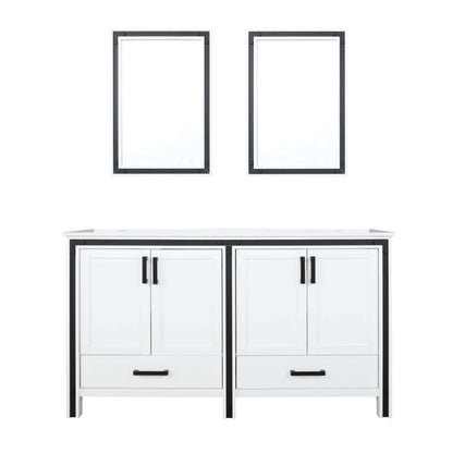 Ziva 60" White Double Vanity, Cultured Marble Top, White Square Sink and 22" Mirrors - LZV352260SAJSM22