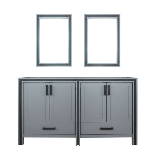 Ziva 60" Dark Grey Double Vanity, no Top and 22" Mirrors - LZV352260SB00M22