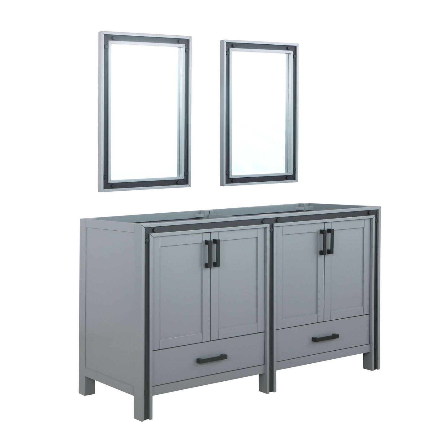 Ziva 60" Dark Grey Double Vanity, no Top and 22" Mirrors - LZV352260SB00M22