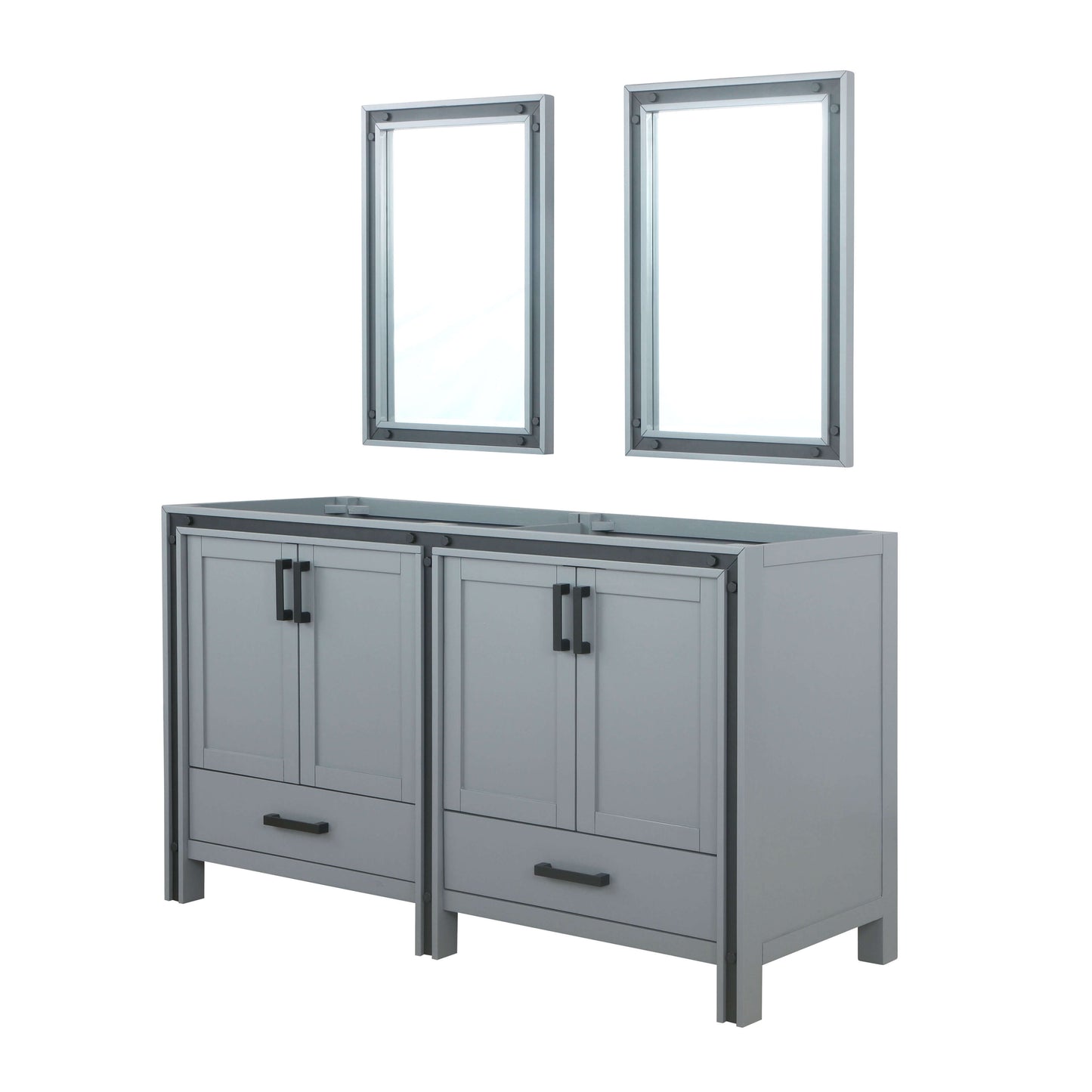 Ziva 60" Dark Grey Double Vanity, no Top and 22" Mirrors - LZV352260SB00M22