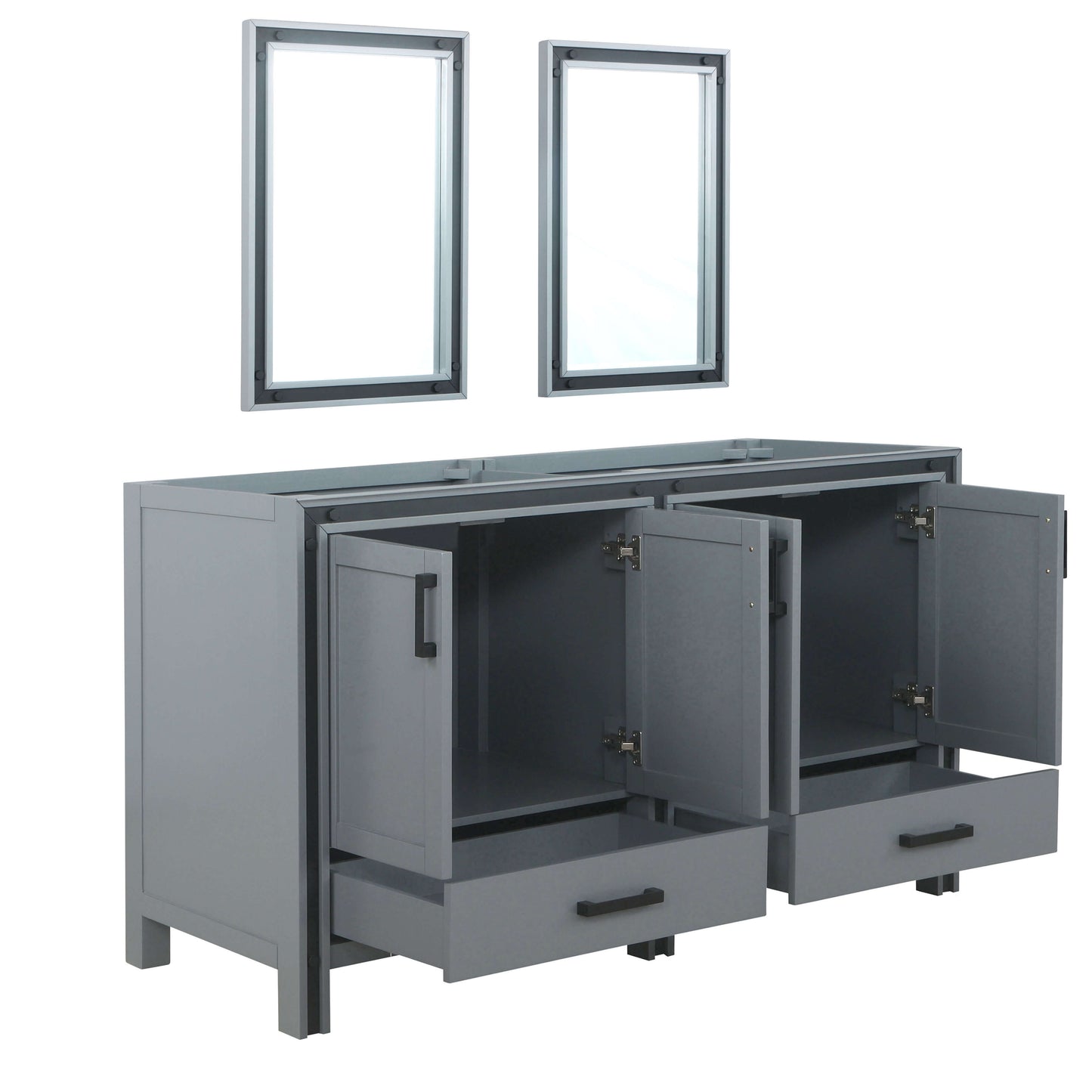 Ziva 60" Dark Grey Double Vanity, no Top and 22" Mirrors - LZV352260SB00M22