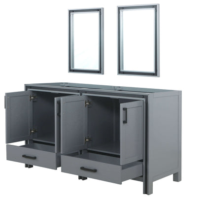 Ziva 60" Dark Grey Double Vanity, no Top and 22" Mirrors - LZV352260SB00M22