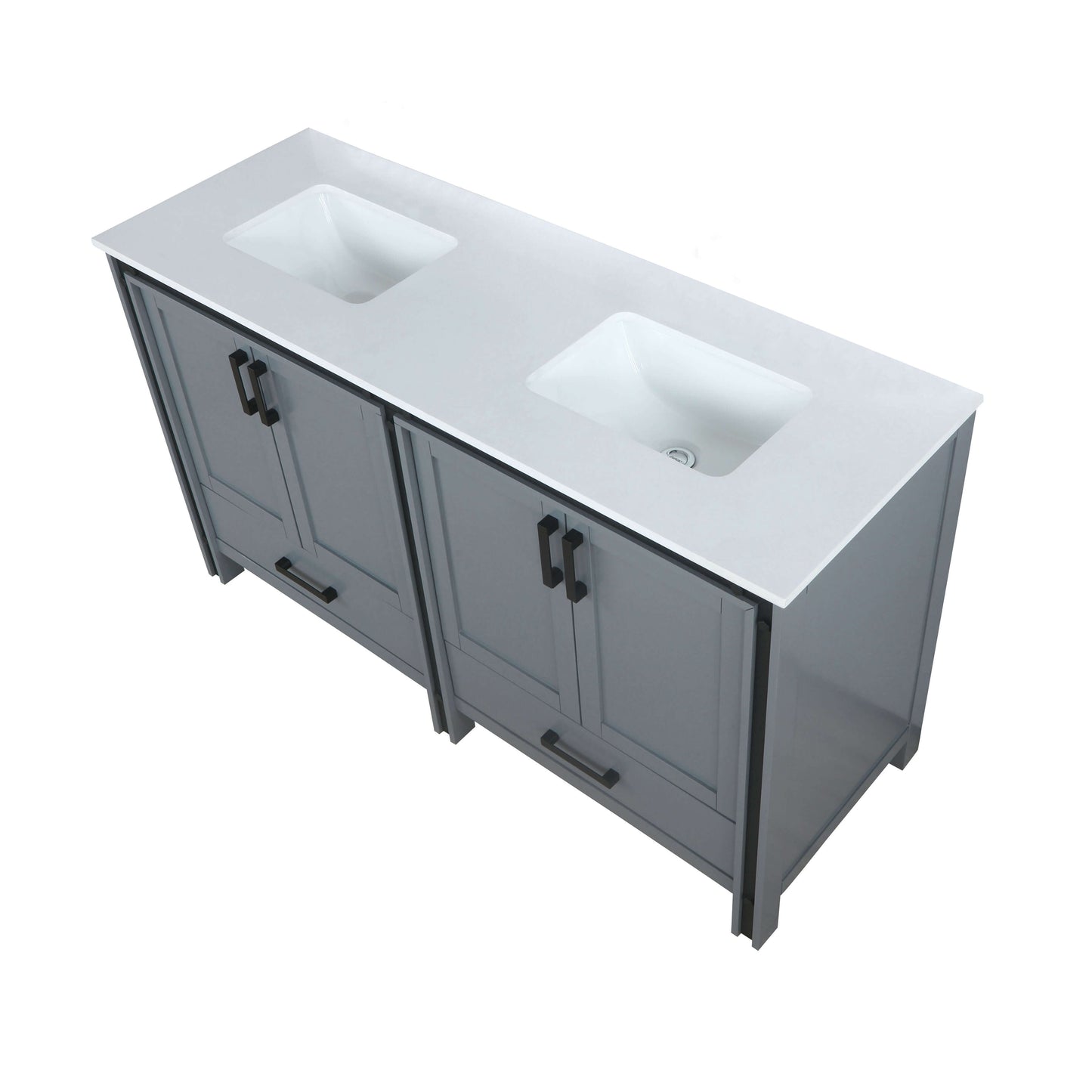 Ziva 60" Dark Grey Double Vanity, Cultured Marble Top, White Square Sink and no Mirror - LZV352260SBJS000