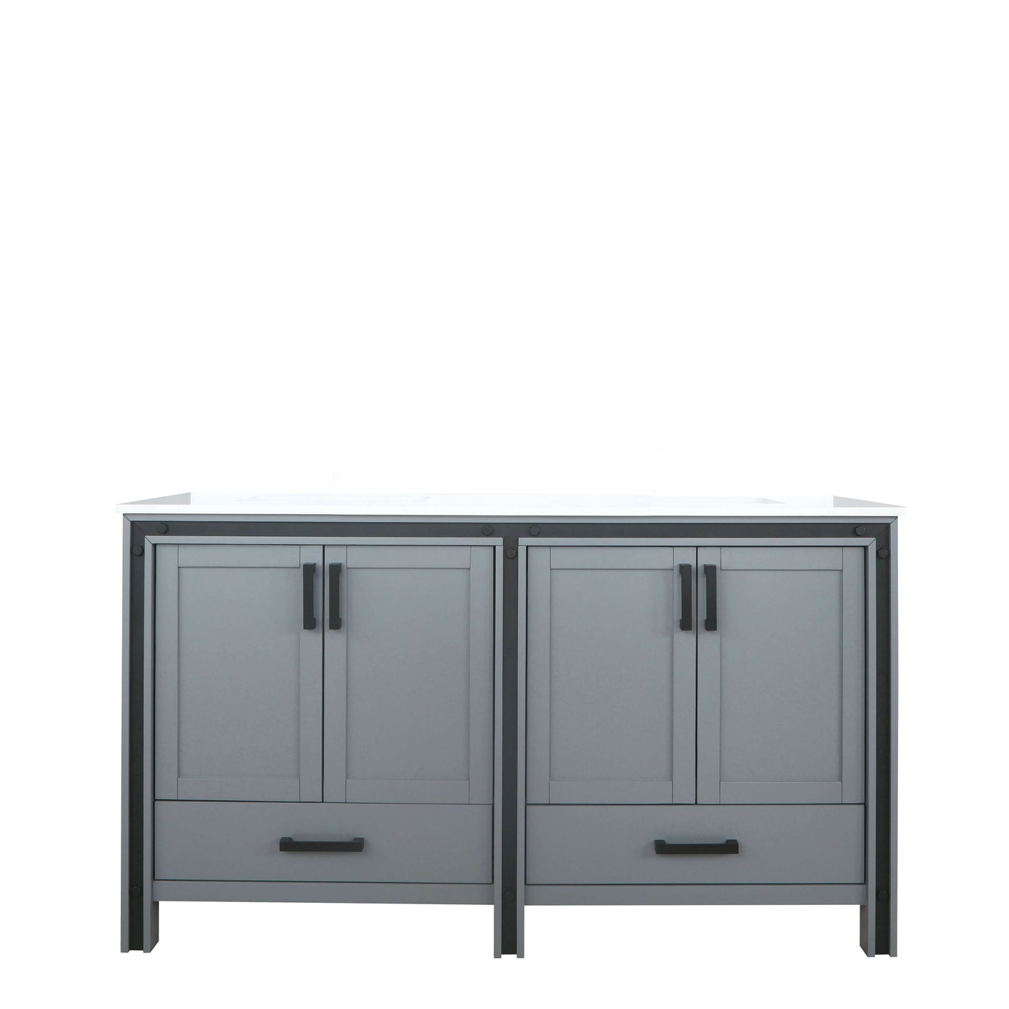 Ziva 60" Dark Grey Double Vanity, Cultured Marble Top, White Square Sink and no Mirror - LZV352260SBJS000