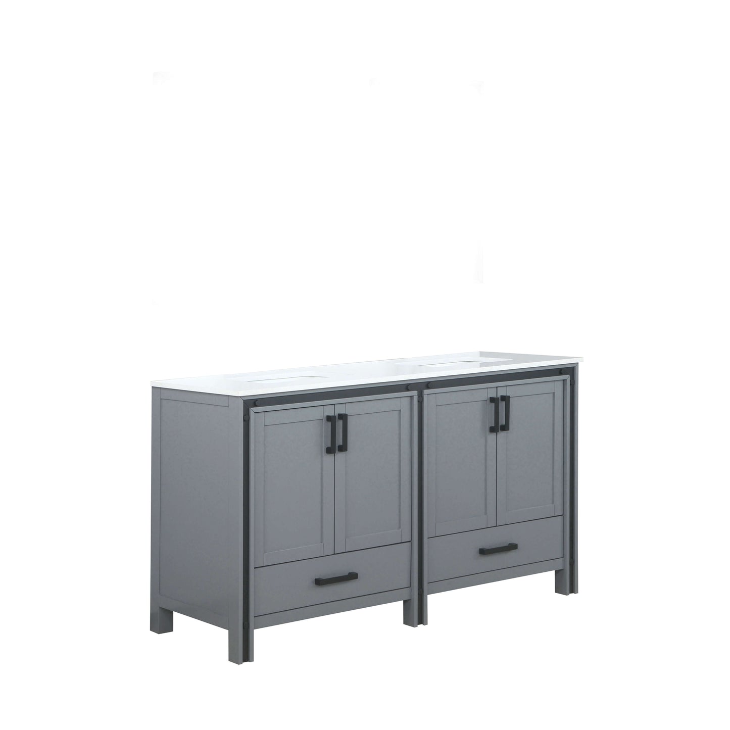 Ziva 60" Dark Grey Double Vanity, Cultured Marble Top, White Square Sink and no Mirror - LZV352260SBJS000