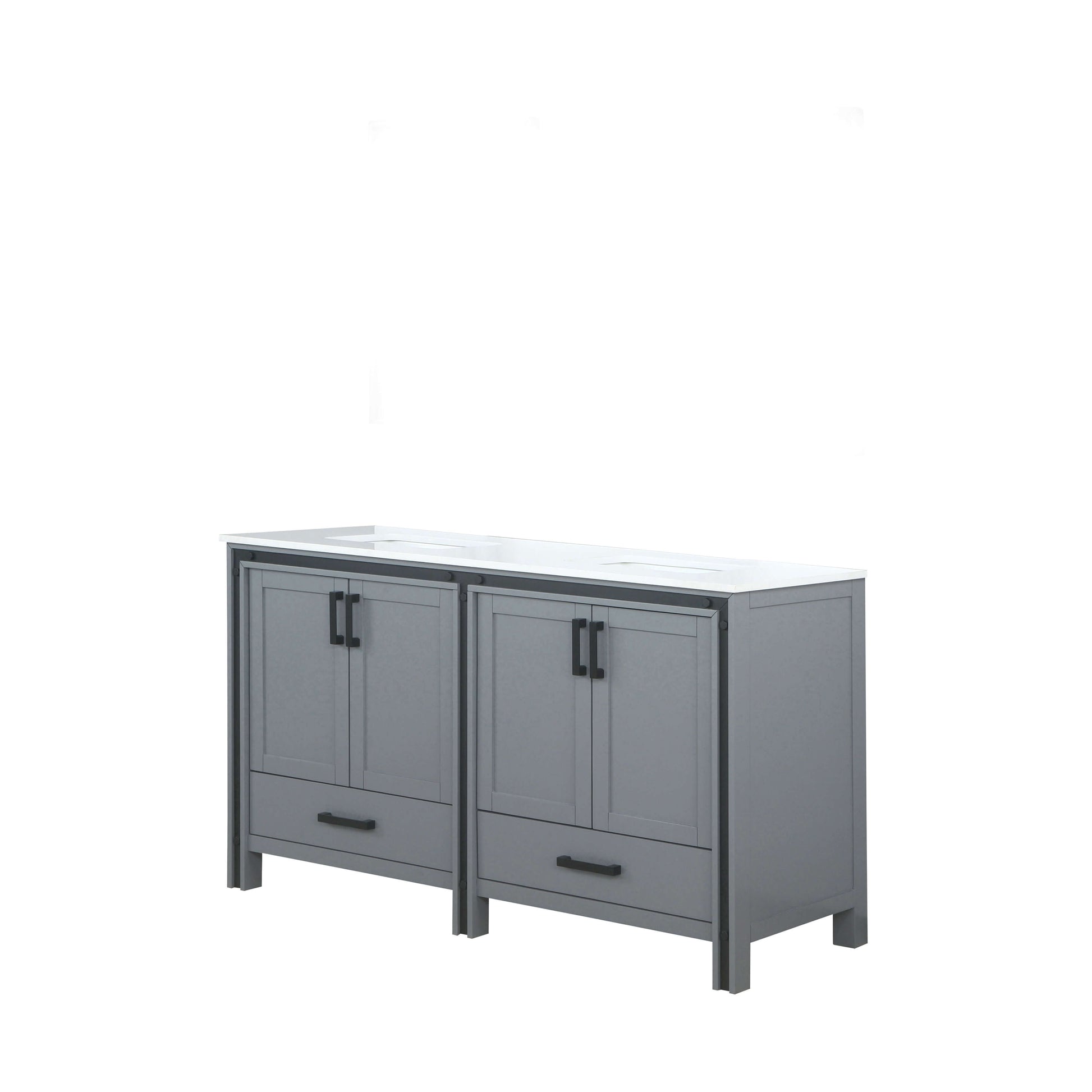 Ziva 60" Dark Grey Double Vanity, Cultured Marble Top, White Square Sink and no Mirror - LZV352260SBJS000