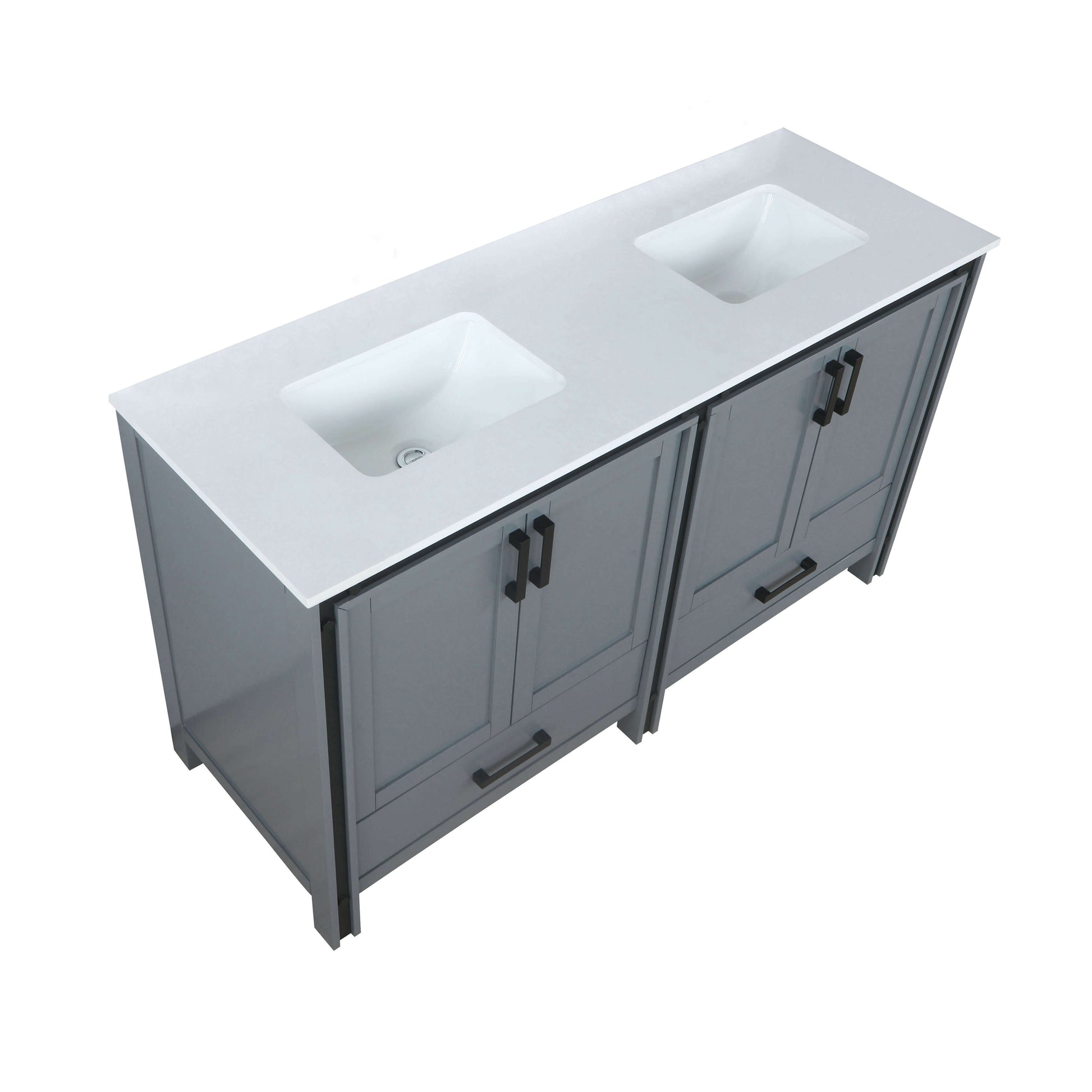 Ziva 60" Dark Grey Double Vanity, Cultured Marble Top, White Square Sink and no Mirror - LZV352260SBJS000