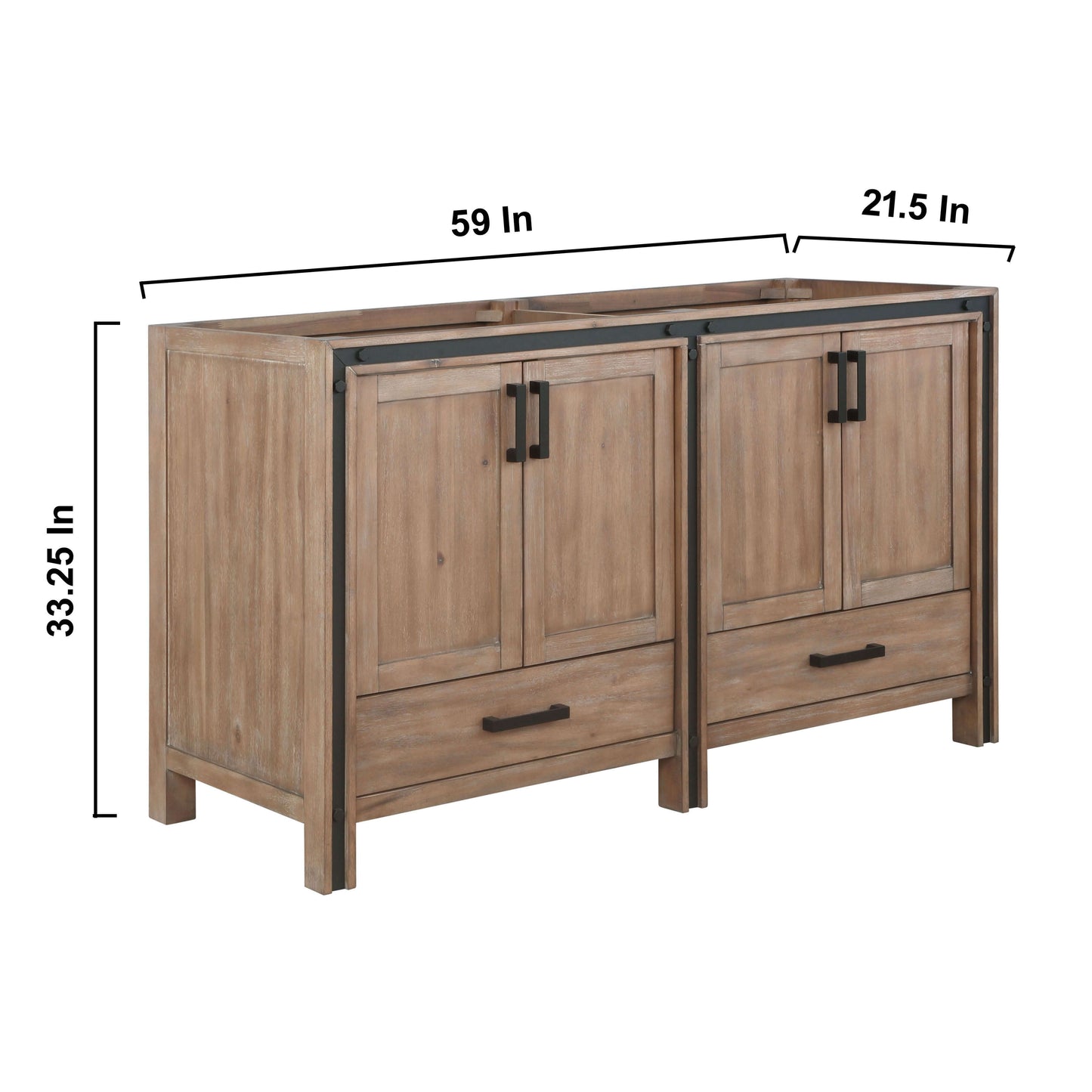 Ziva 60" Rustic Barnwood Double Vanity Cabinet Only - LZV352260SN00000