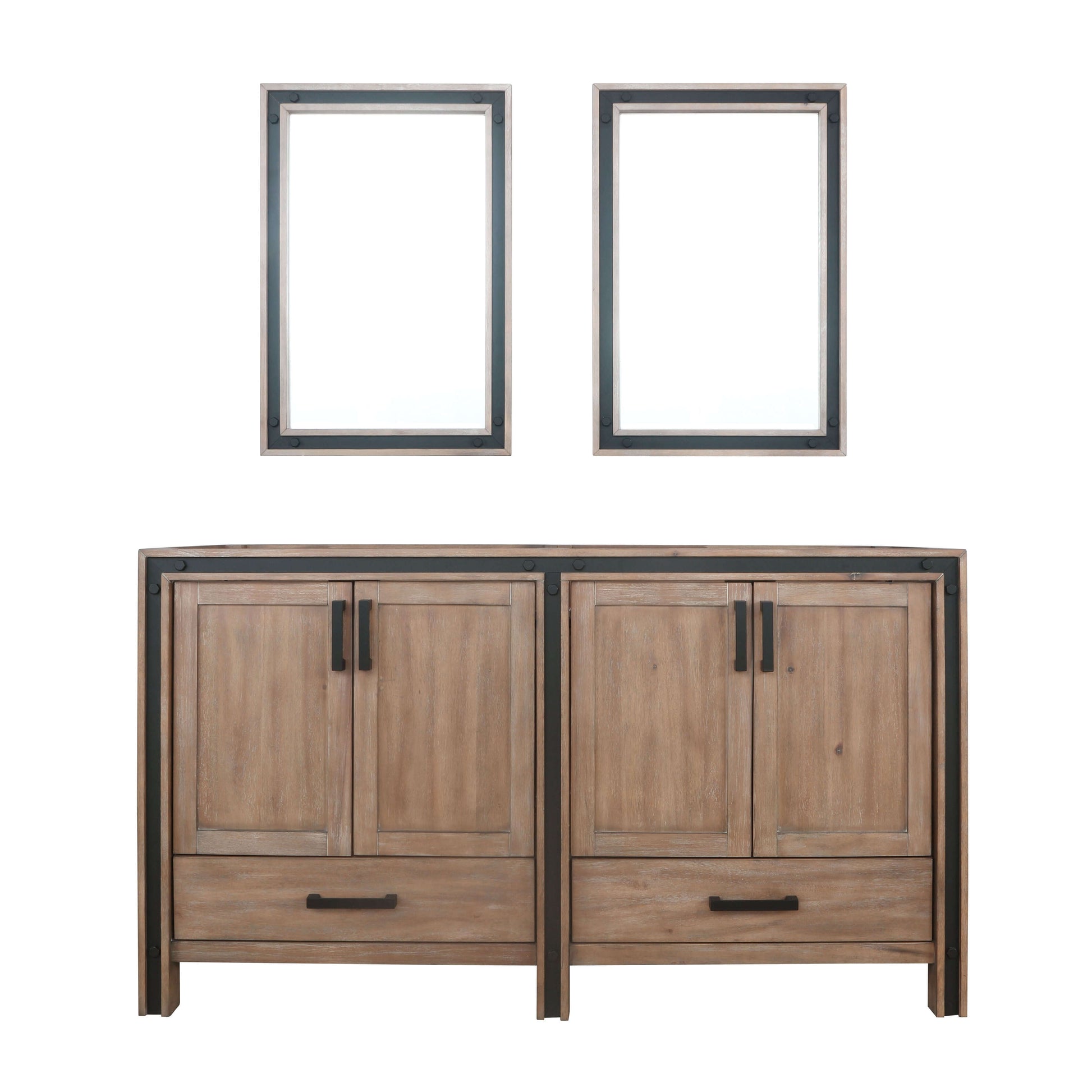 Ziva 60" Rustic Barnwood Double Vanity, no Top and 22" Mirrors - LZV352260SN00M22