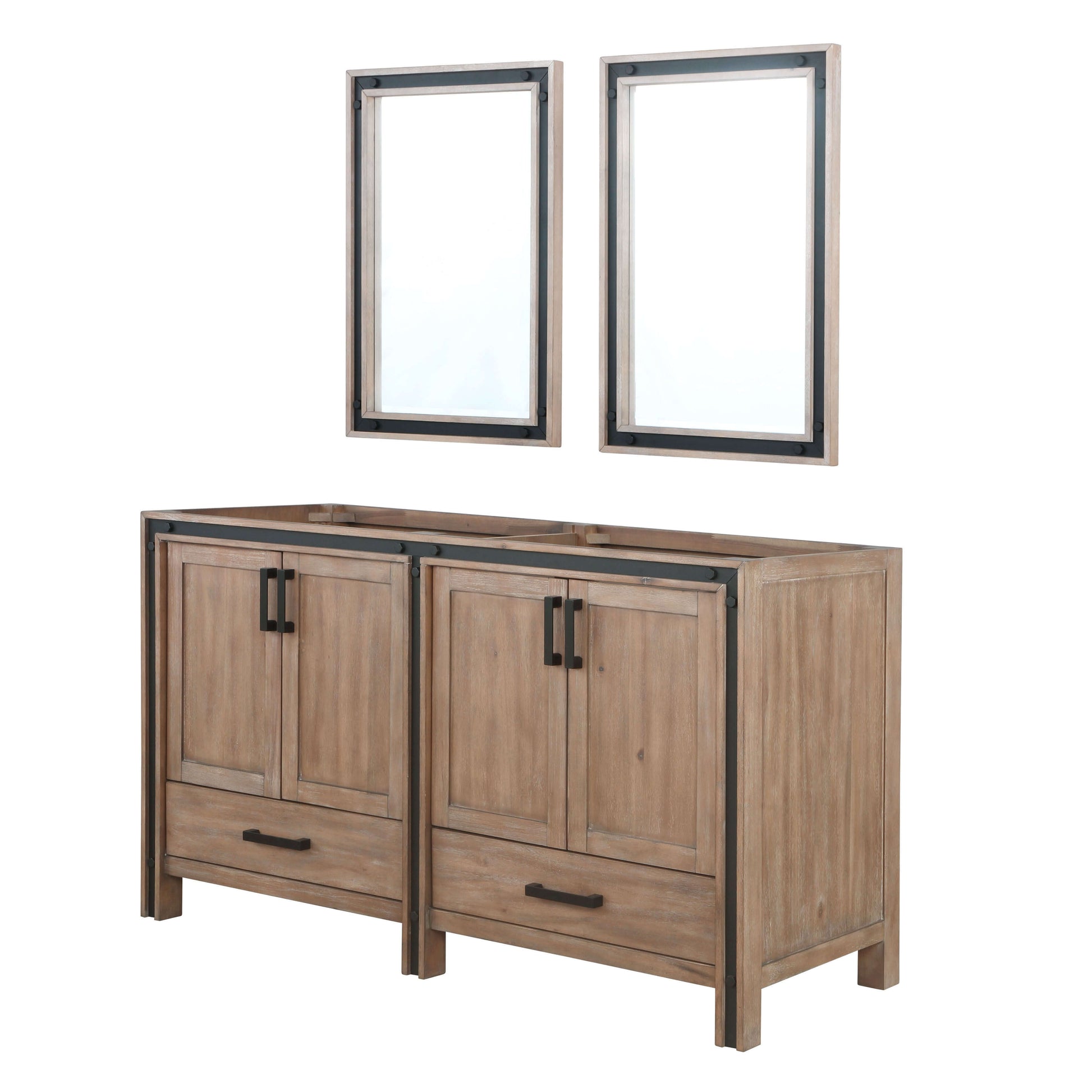 Ziva 60" Rustic Barnwood Double Vanity, no Top and 22" Mirrors - LZV352260SN00M22