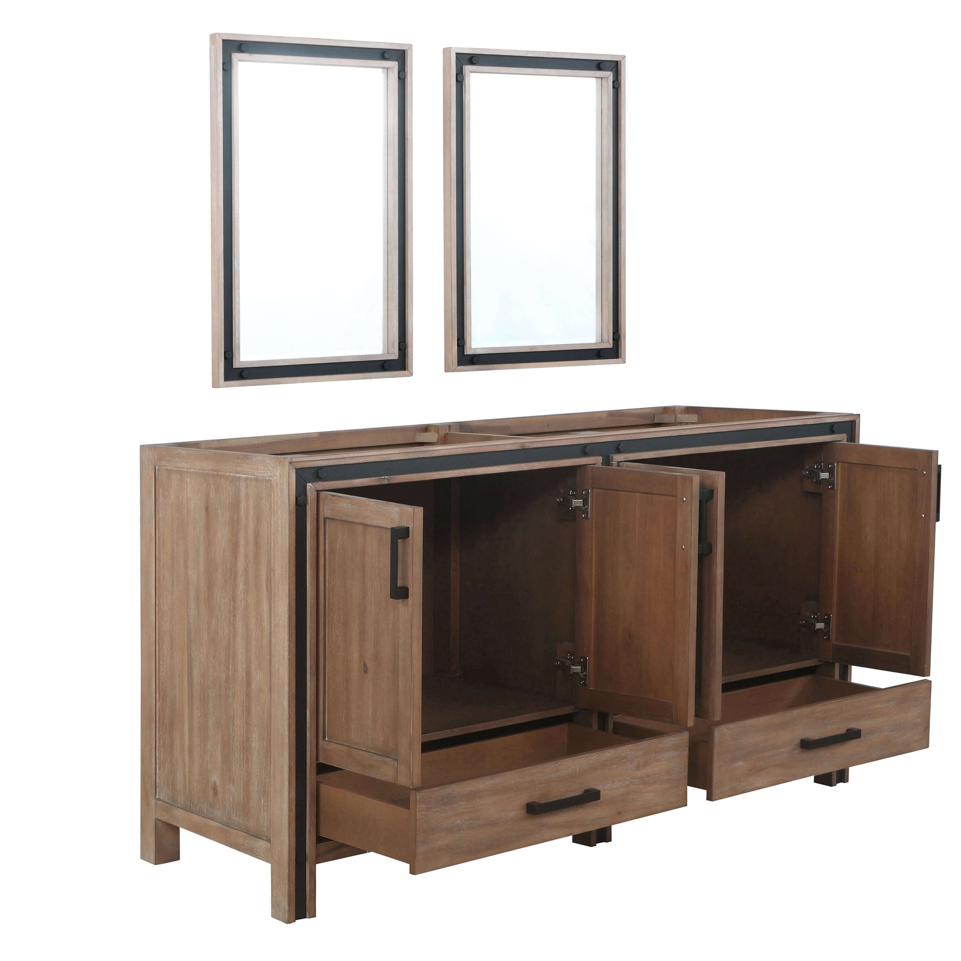 Ziva 60" Rustic Barnwood Double Vanity, no Top and 22" Mirrors - LZV352260SN00M22