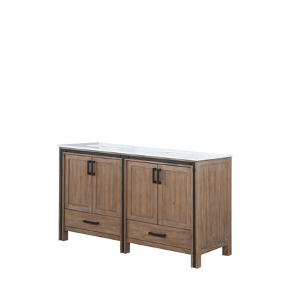 Ziva 60" Rustic Barnwood Double Vanity, Cultured Marble Top, White Square Sink and no Mirror - LZV352260SNJS000