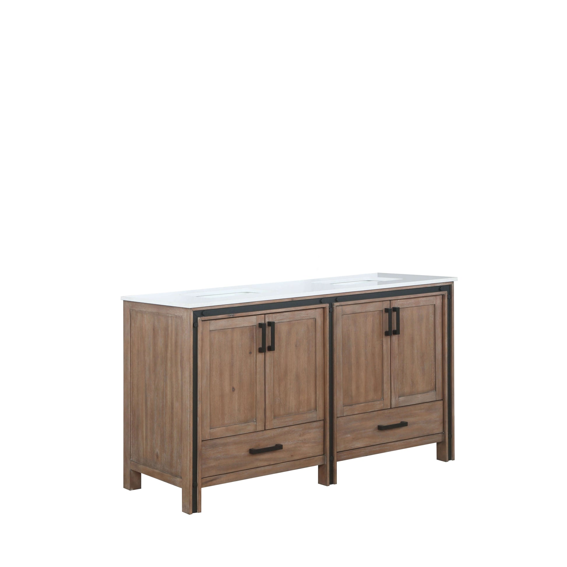 Ziva 60" Rustic Barnwood Double Vanity, Cultured Marble Top, White Square Sink and no Mirror - LZV352260SNJS000