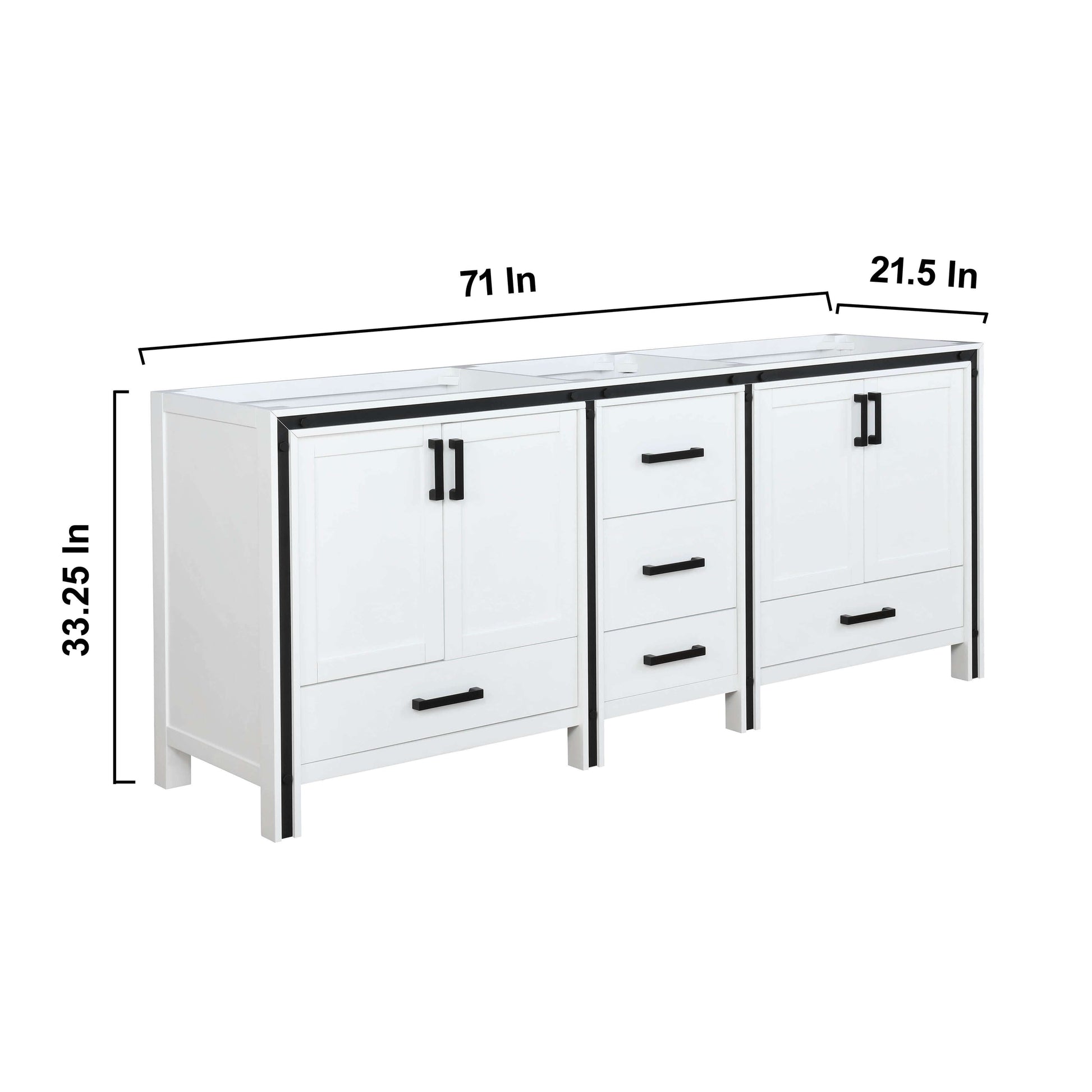 Ziva 72" White Vanity Double Cabinet Only - LZV352272SA00000