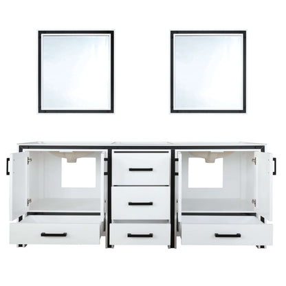 Ziva 72" White Double Vanity, no Top and 30" Mirrors - LZV352272SA00M30