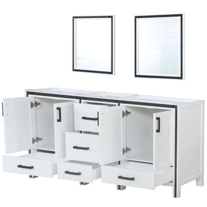 Ziva 72" White Double Vanity, no Top and 30" Mirrors - LZV352272SA00M30