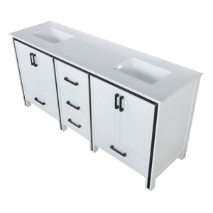 Ziva 72" White Double Vanity, Cultured Marble Top, White Square Sink and no Mirror - LZV352272SAJS000